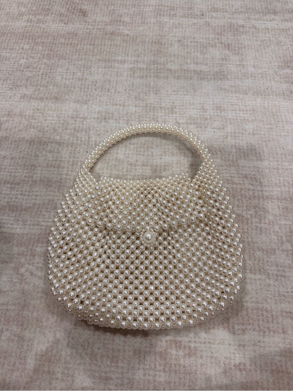 Pearl Beaded Mini Handbag - Cream